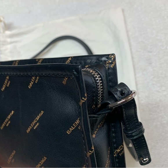 Balenciaga Allover Black Bazar Logo Pochette Shoulder Crossbody Bag - Picture 15 of 16